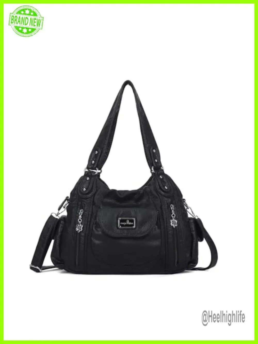 Faux Leather Large Hobo Bag with Multiple Pockets Shoulder Crossbody Tote